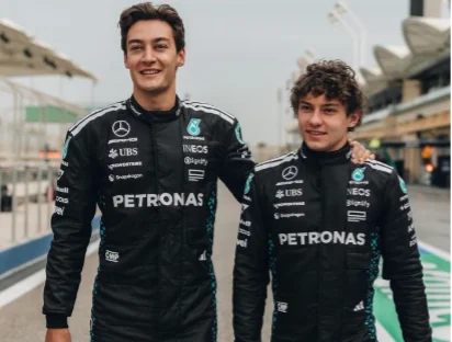 George Russell y Kimi Antonelli de Mercedes